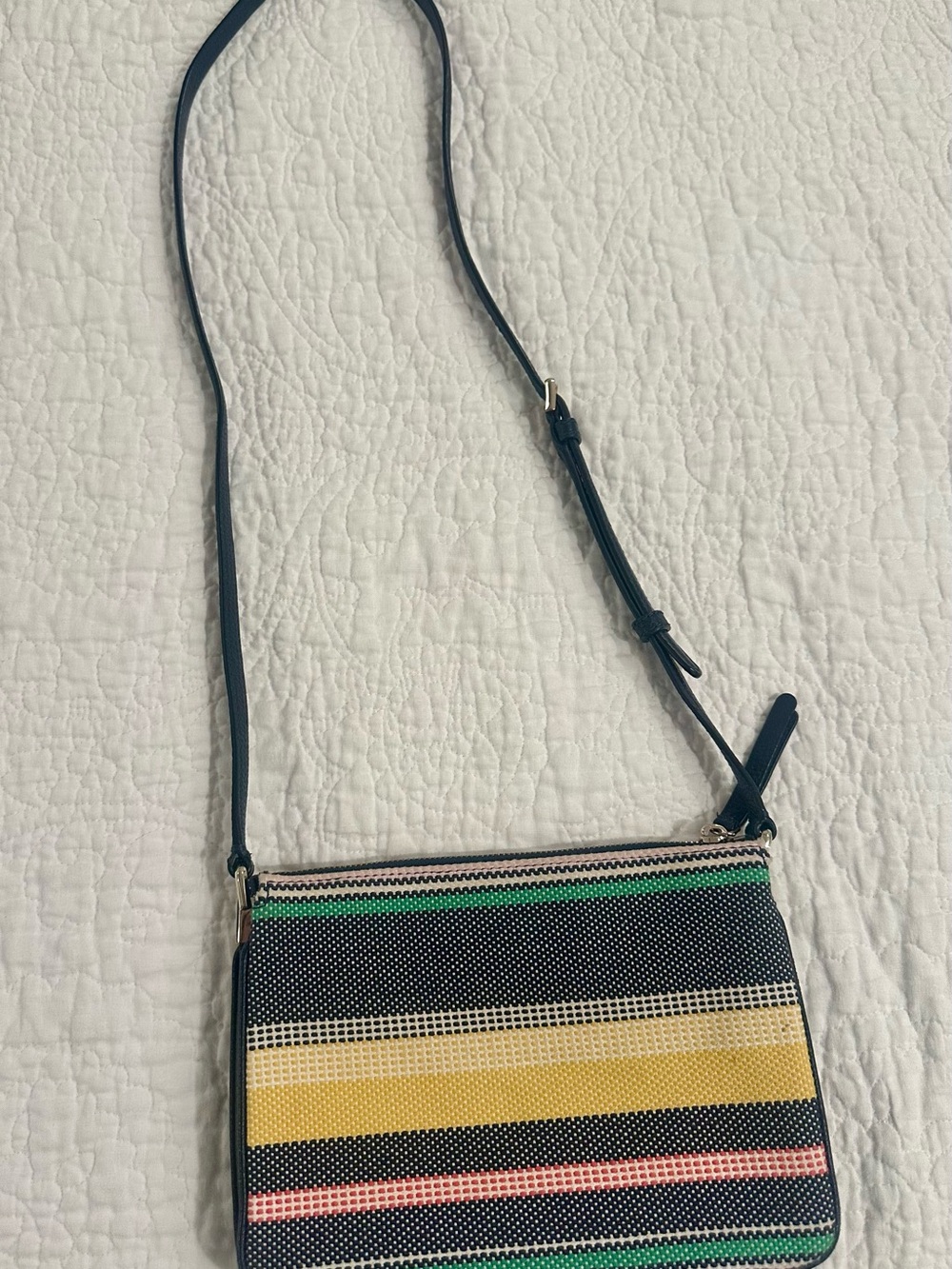 kate spade Navy Striped Crossbody with Yellow & Pink Accents - Picture 3 of 5
